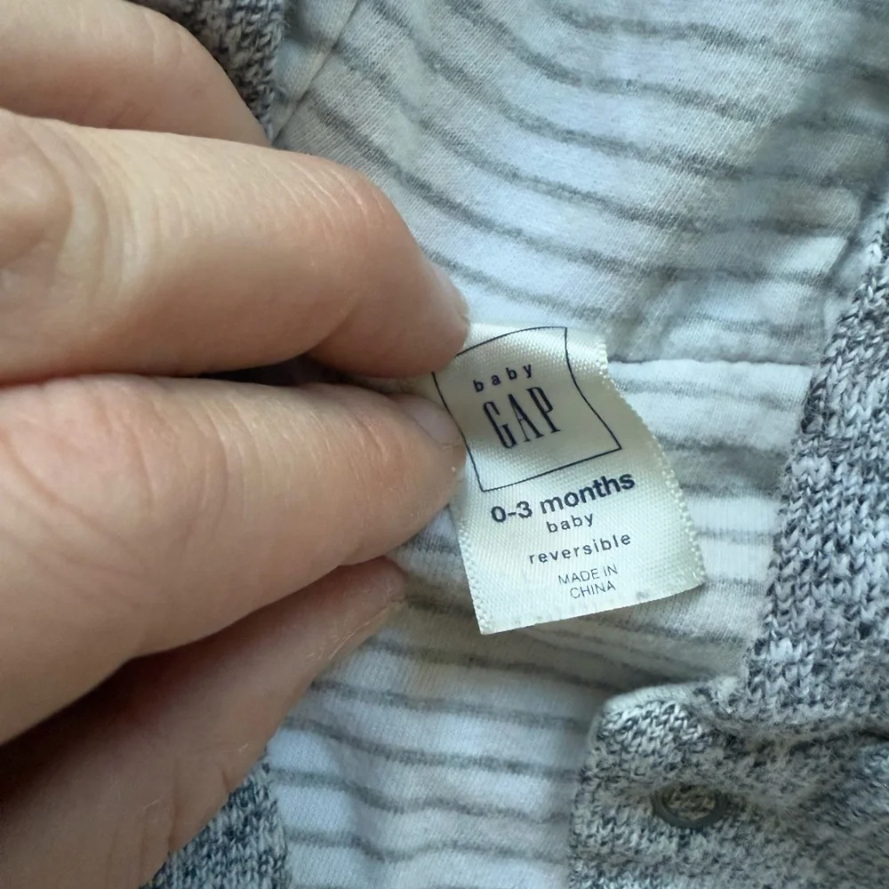 Gap Baby Bear Snap Up Hoodie - Size 0-3 Months